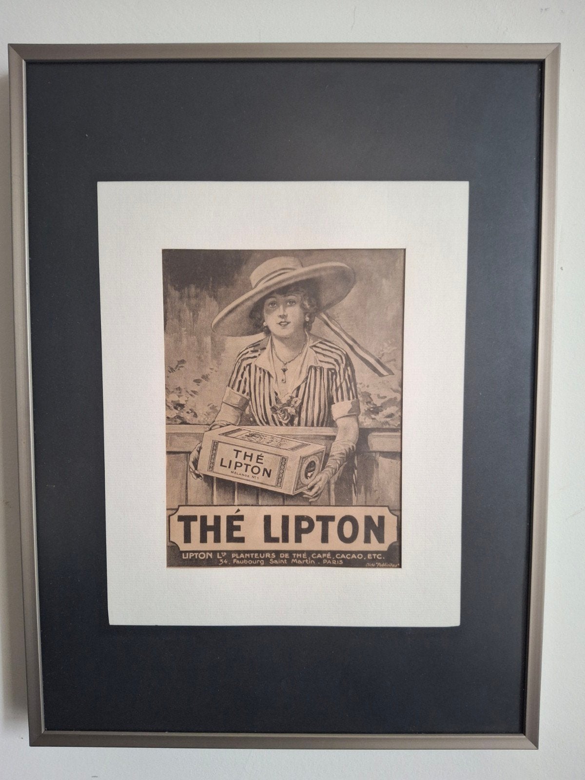 Vintage Lipton Thee Reclame Prent - Ingelijst (38x28.5 cm), Gebruikt, Ophalen of Verzenden, Voor 1940, Prent
