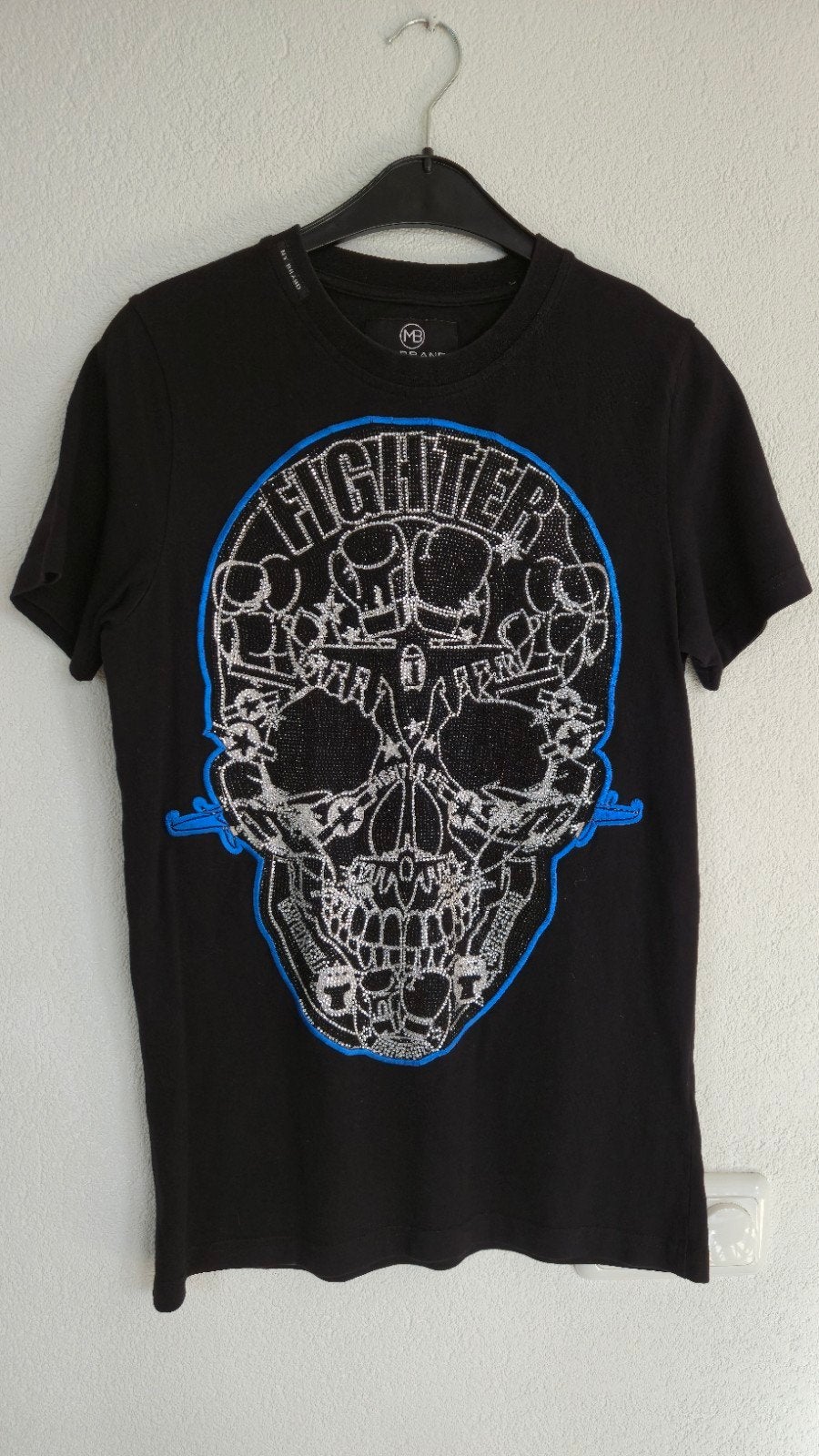 My Brand T-shirt Zwart Doodskop Glitters Maat S, Zwart, My Brand, Ophalen of Verzenden, Korte mouw