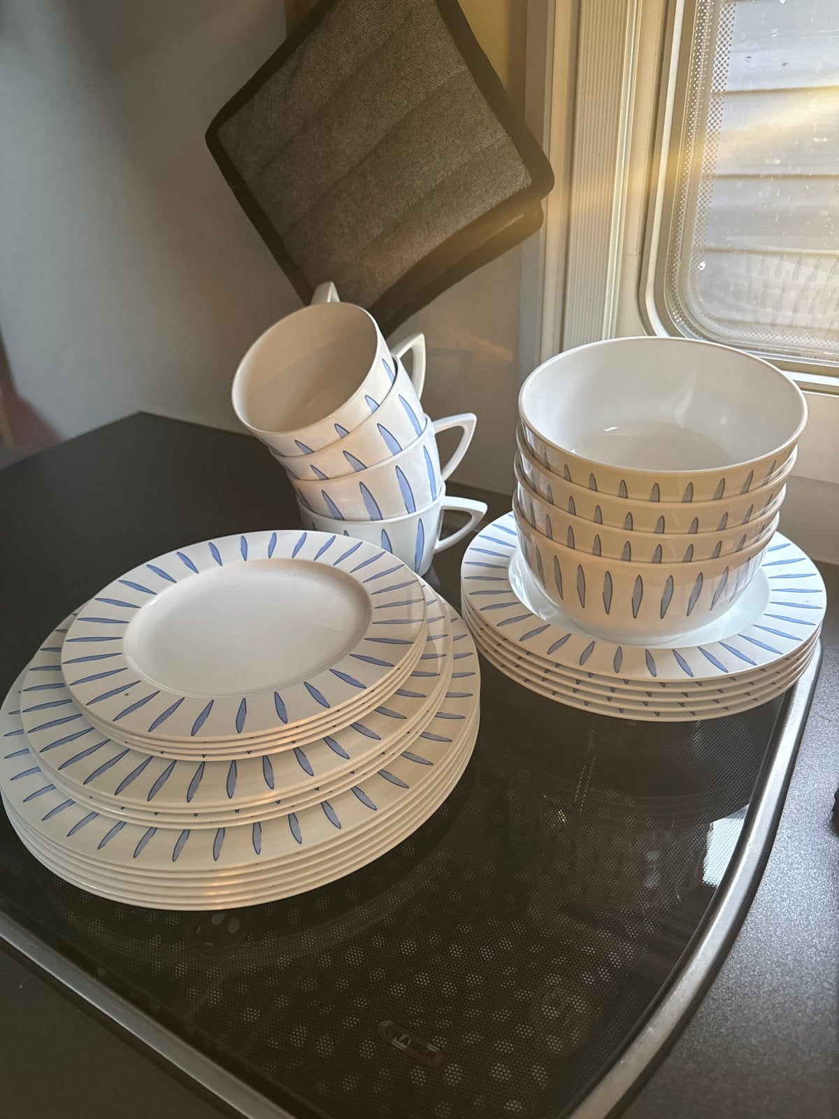 Mepal Servies Set - Wit met Blauwe Strepen, Ophalen, Gebruikt, Overige merken, Keramiek