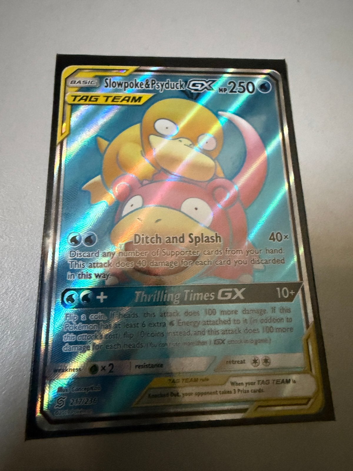 Slowpoke & Psyduck-GX #217/236 Full Art Pokémon Kaart, Ophalen of Verzenden, Zo goed als nieuw, Losse kaart, Foil