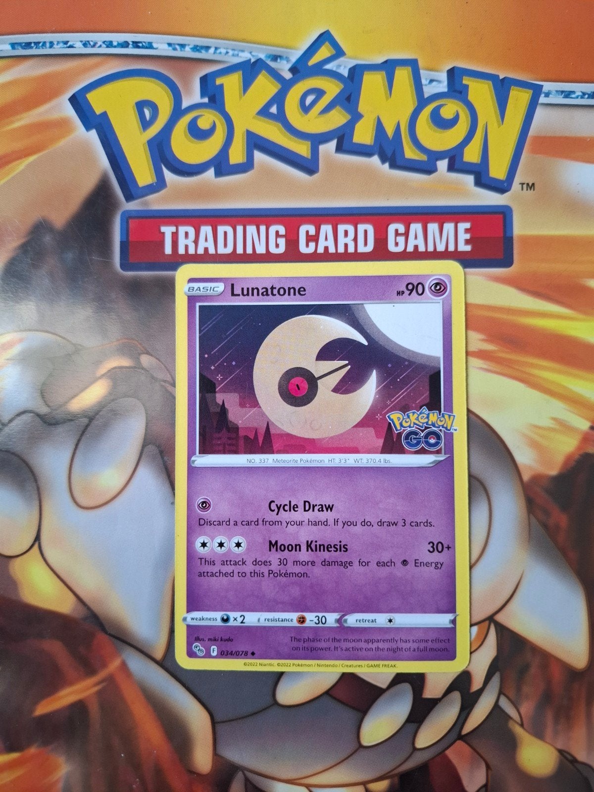Lunatone 034/078 Pokemon Go set kaart nm, Ophalen of Verzenden, Zo goed als nieuw, Losse kaart