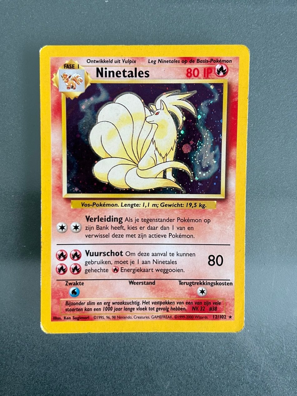 Pokémon Ninetales Holografisch Base Set 12/102 (1999), Ophalen of Verzenden, Gebruikt, Losse kaart