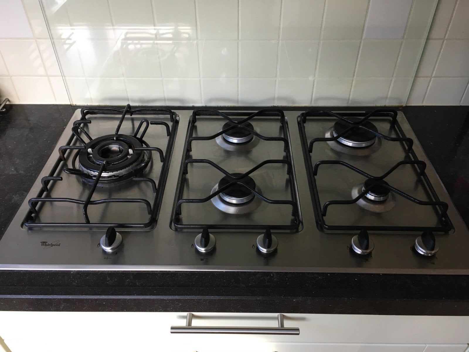 Gaskookplaat met 5 pitten waarvan 1 wokbrander, Ophalen, Gebruikt, Inbouw, Gas