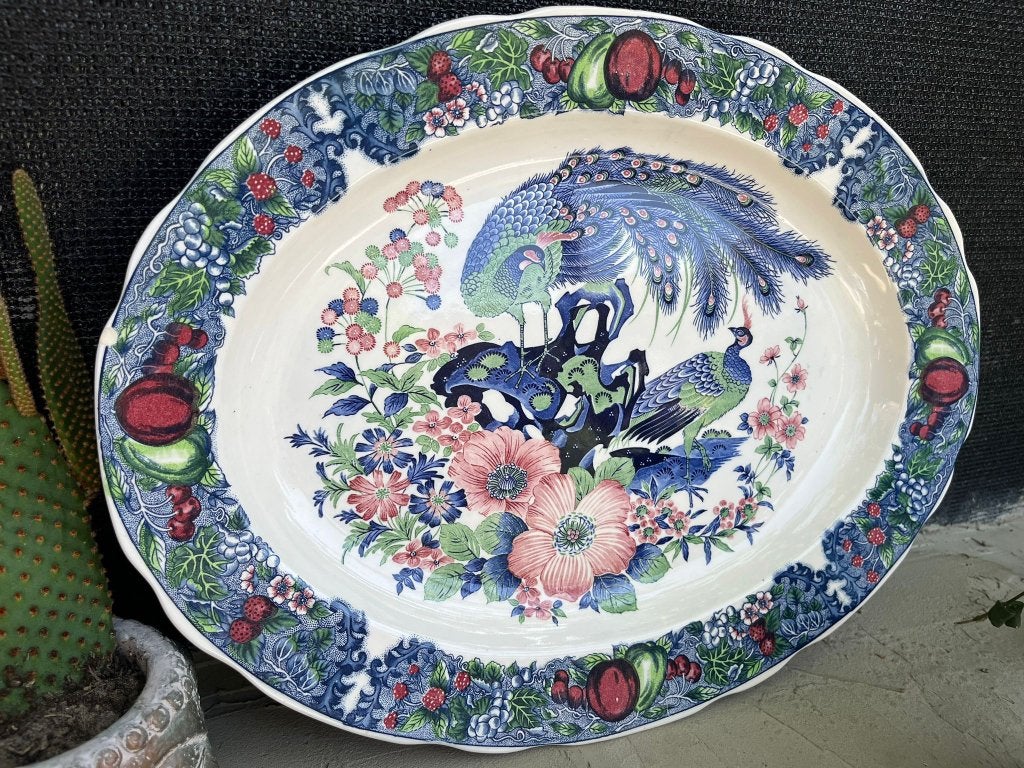 Japanse aardewerk schaal zeer groot aziatisch prachtig 46 cm, Verburgt Vintage, Overige merken, Ophalen of Verzenden, Schipluidenlaan 20 5035KJ Tilburg