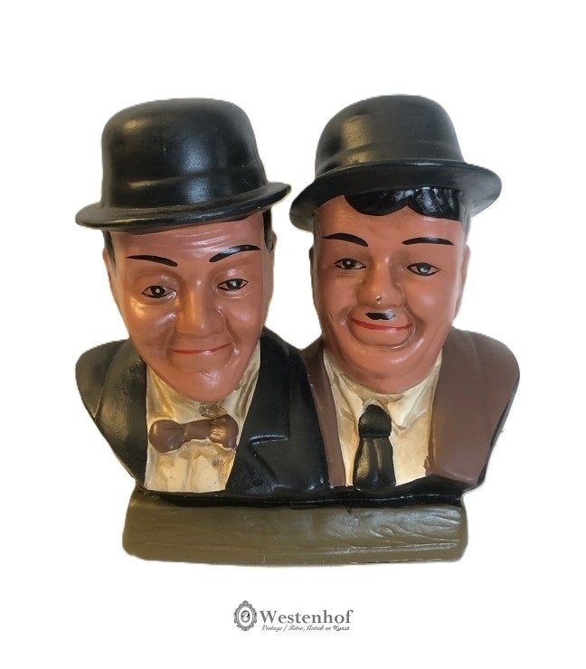 Vintage buste beelden Laurel & Hardy borstbeeld verzameling, Antiek en Kunst, Verzenden, Gips, Buste, 20 - 50 cm