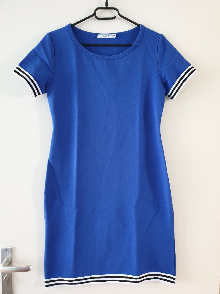 Blauwe jurk, G.Ricceri, maat S/M, Maat 38/40 (M), Blauw, Nieuw, Ophalen of Verzenden