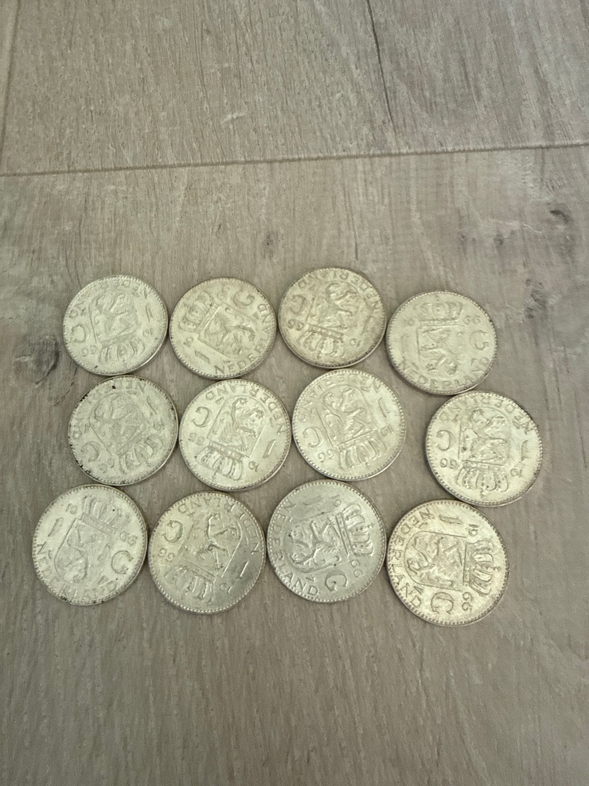 Set van 12 zilveren Nederlandse guldens (1966), 1 gulden, Koningin Juliana, Setje, Zilver