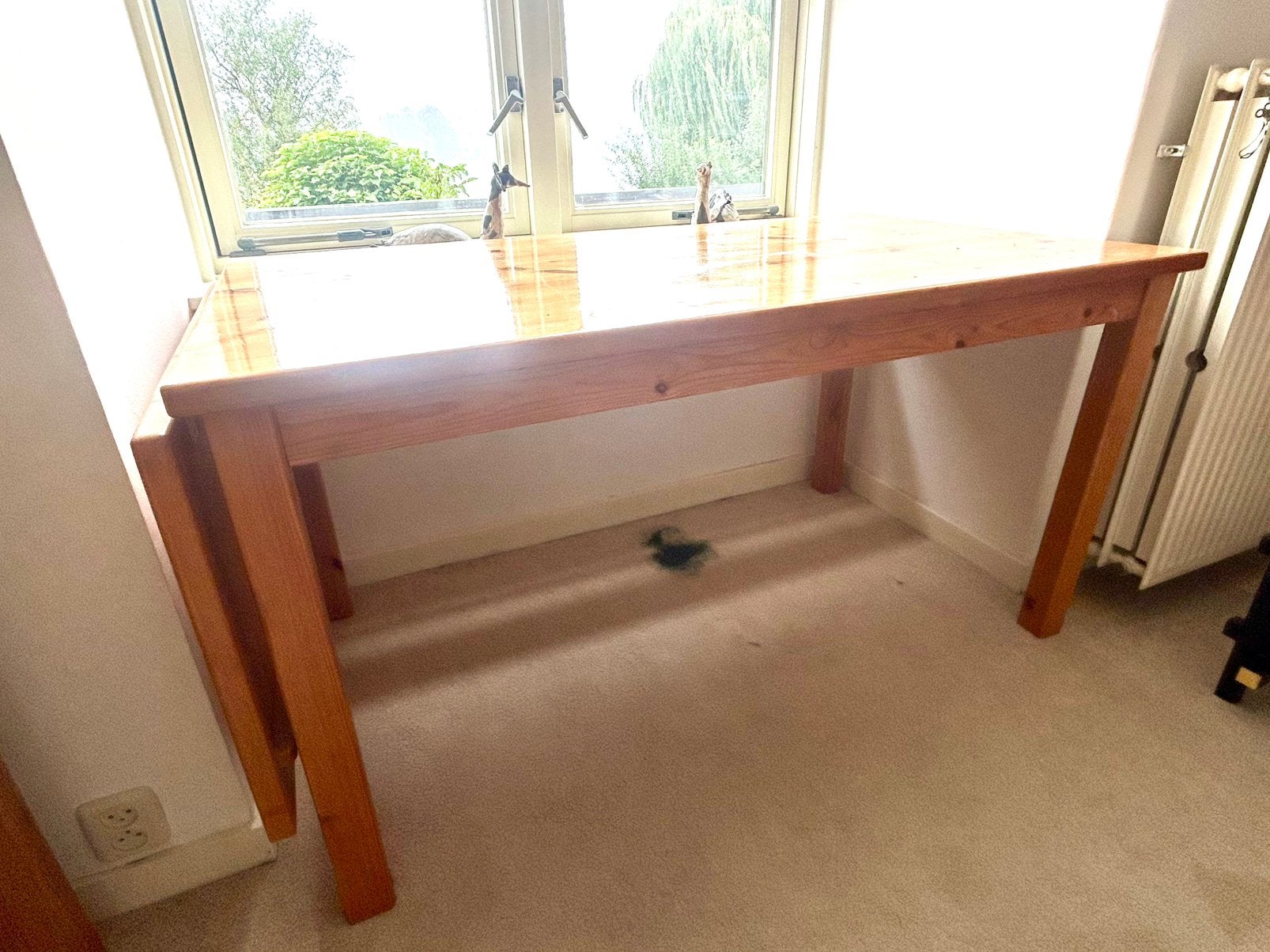 Houten eettafel/bureau, Huis en Inrichting, Ophalen, Gebruikt, 100 tot 150 cm, Tot twee personen