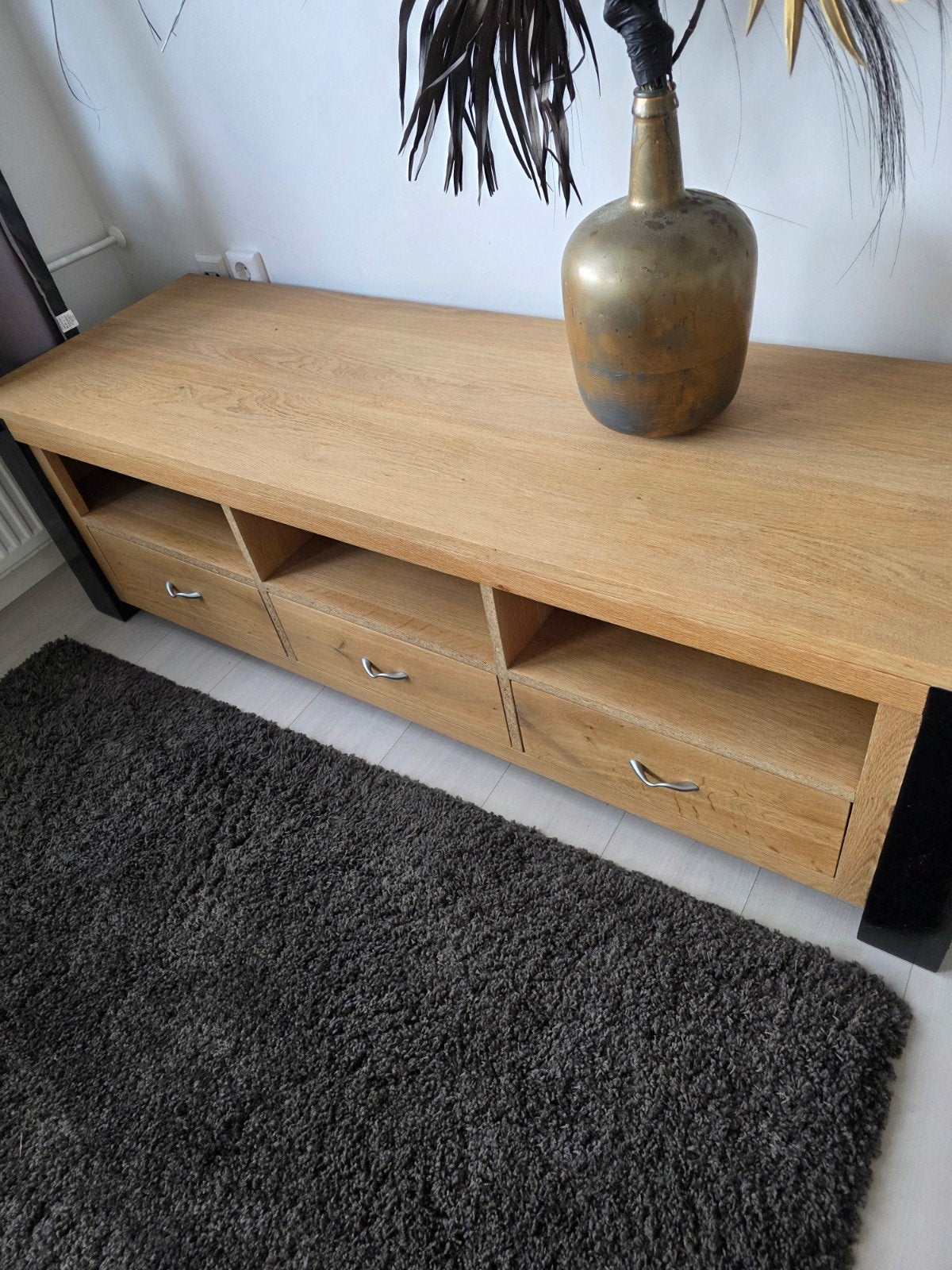 Houten tv meubel met lades, af te halen in Stompetoren, Huis en Inrichting, Ophalen, Gebruikt, 100 tot 150 cm, Eikenhout