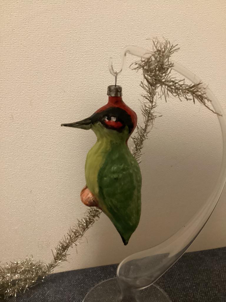 Oude grote kerstversiering groene specht, Ophalen of Verzenden