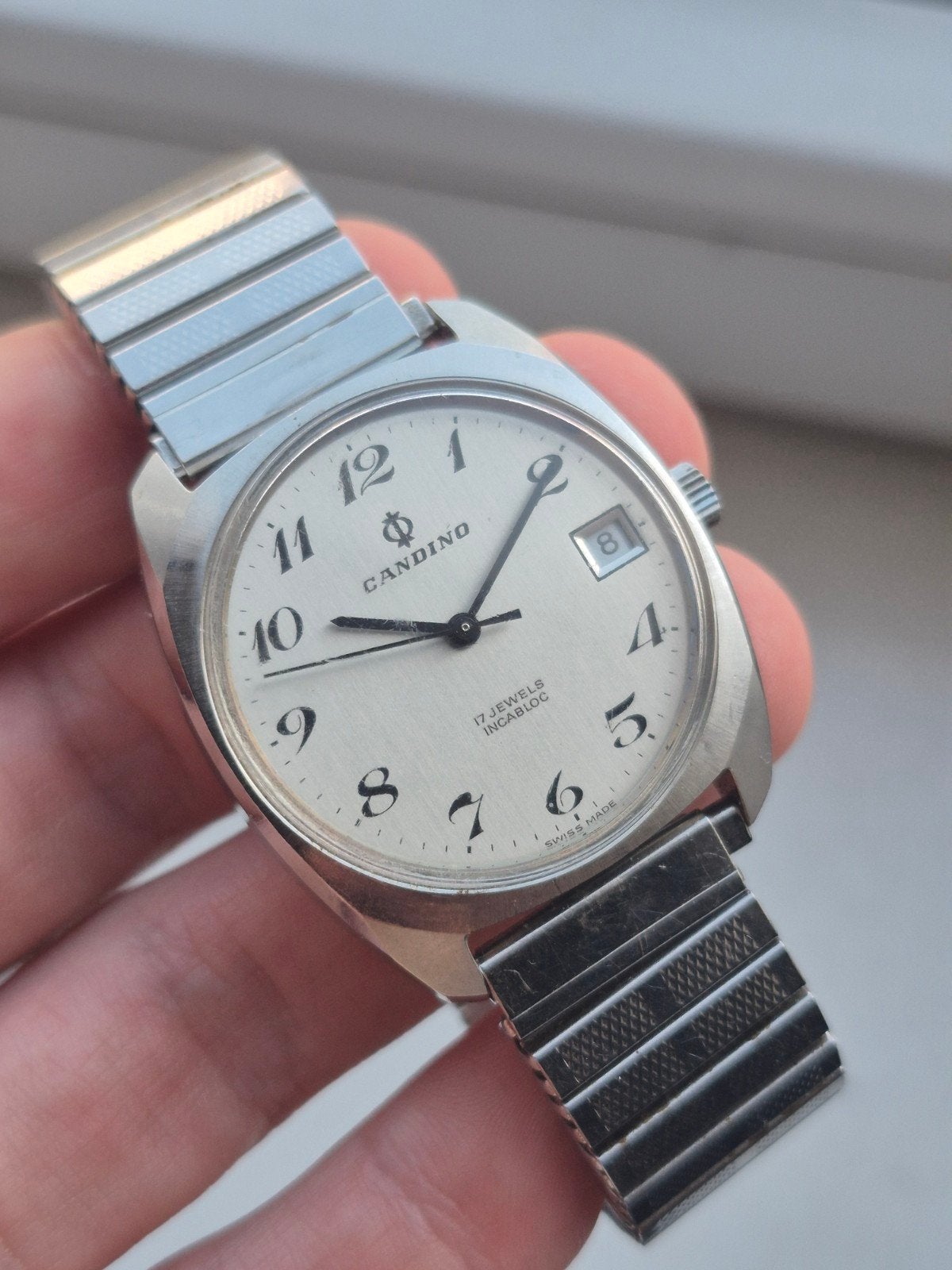 Candino 17 Jewels Incabloc vintage horloge, Overige merken, Gebruikt, IOS, Ophalen of Verzenden