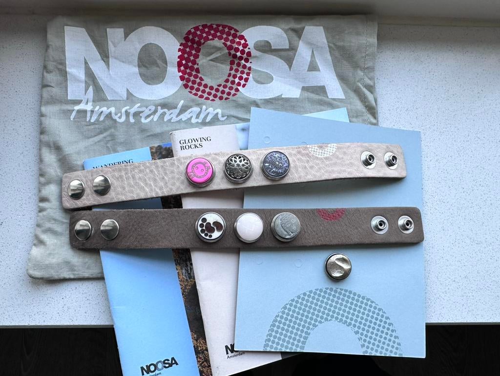 Noosa amsterdam armbanden maat M met chunks, Ophalen of Verzenden, Bruin, Leer