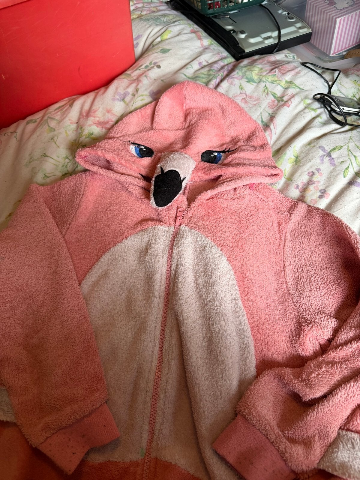 Roze Flamingo Onesie Maat 140/152 - Zo goed als nieuw, Ophalen, Zo goed als nieuw, Jongen of Meisje, Overige typen