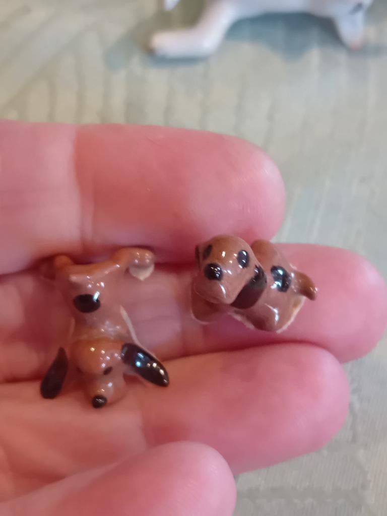 Setje miniatuur hondjes  tekkel, Ophalen of Verzenden, Beeldje of Figuurtje