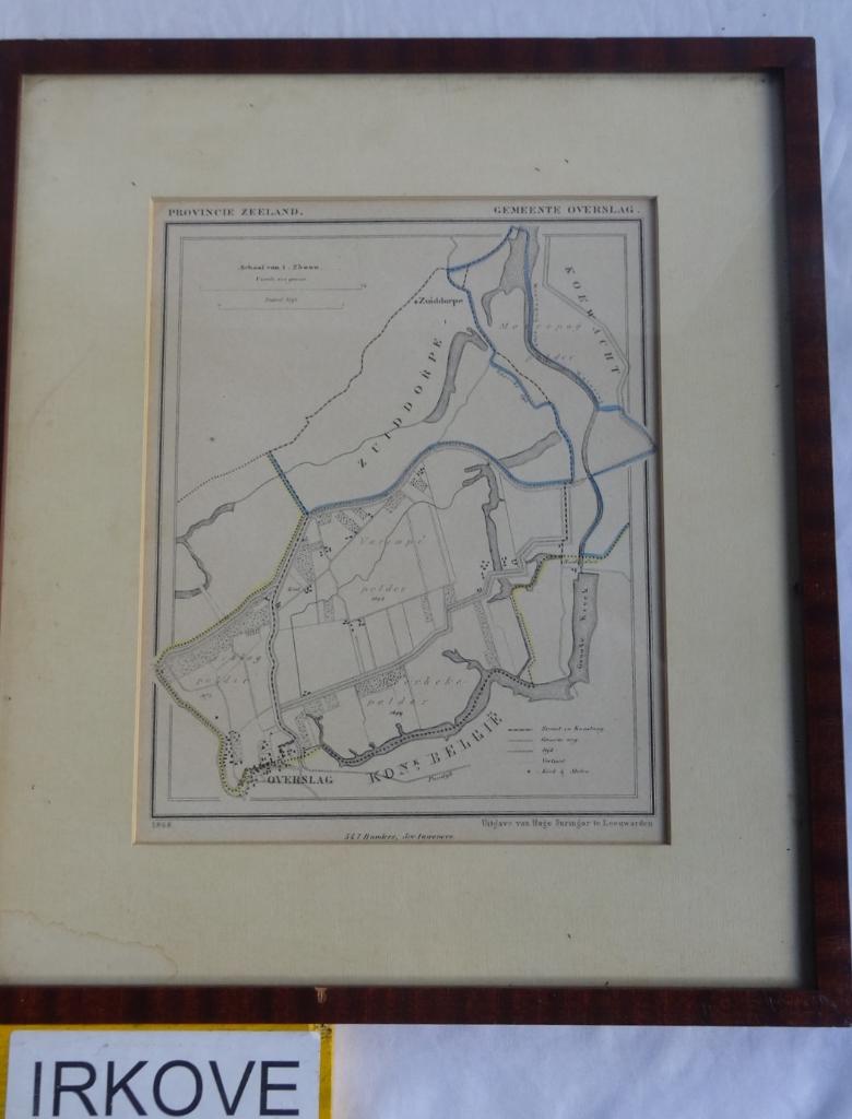 LITHO LANDKAART * OVERSLAG ZEELAND * H Suringar Leeuwarden *, Antiek en Kunst, Kunst | Litho's en Zeefdrukken, Ophalen of Verzenden