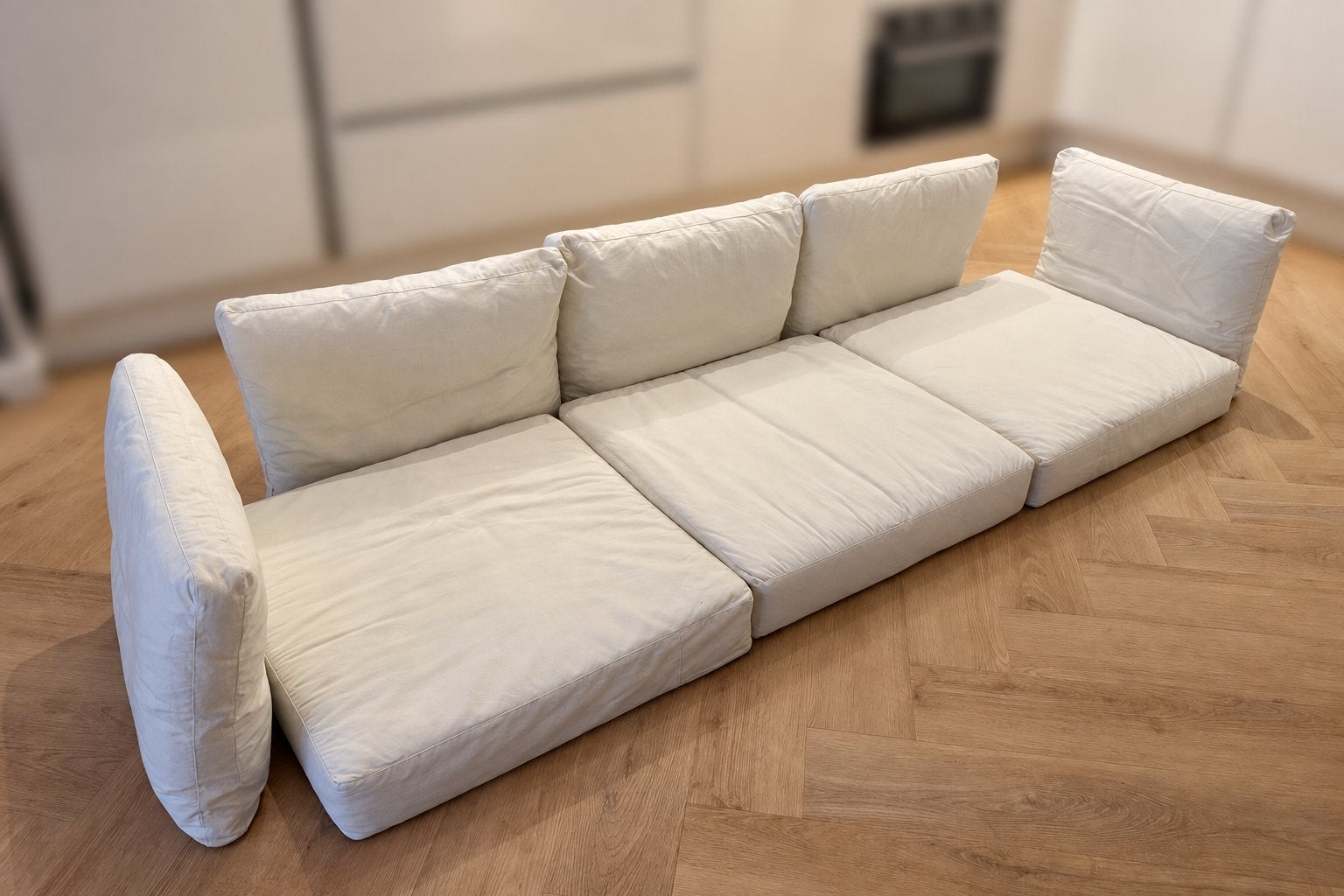 Witte buitenkussens - Wit - 3-zits - IKEA HÅLLÖ, Ophalen, Overige materialen, 3 zitplaatsen, Zo goed als nieuw