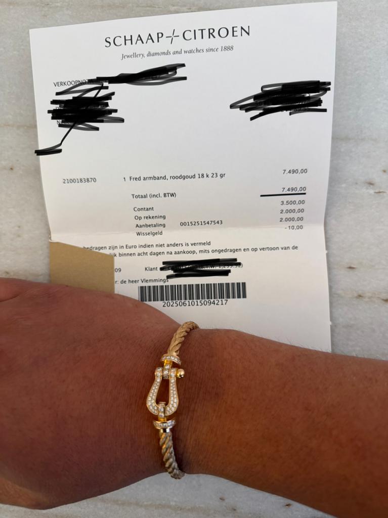Fred Force 10 Armband Roodgoud 18K met Diamanten Sluiting, Ophalen of Verzenden, Zo goed als nieuw, Goud, Met edelsteen