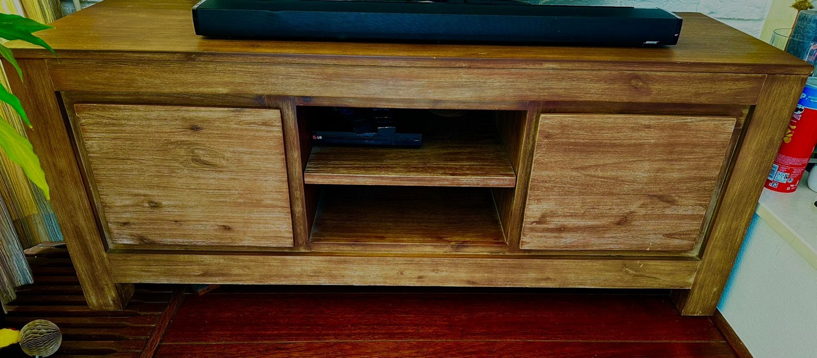 Tv meubel, Gebruikt, 100 tot 150 cm, Ophalen of Verzenden, Kersenhout