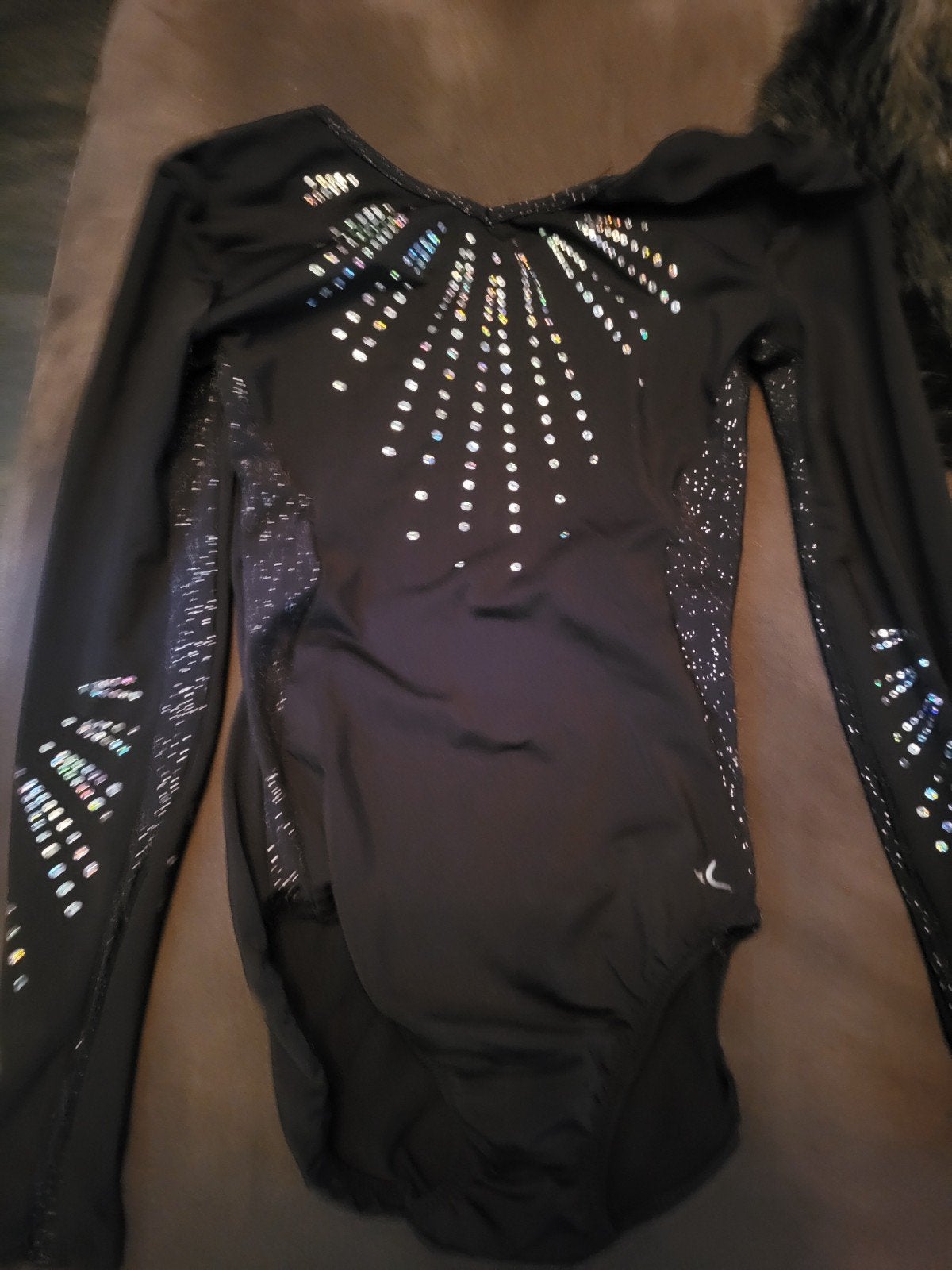 Zwart turnpakje met lange mouwen en glitters, Kindermaat 122 t/m 140, Ophalen of Verzenden, Zo goed als nieuw, Zwart
