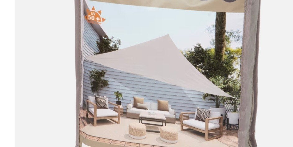Sun Shade 3.6x3.6x3.6m - Beige Zonnescherm Driehoek, Ophalen, Nieuw