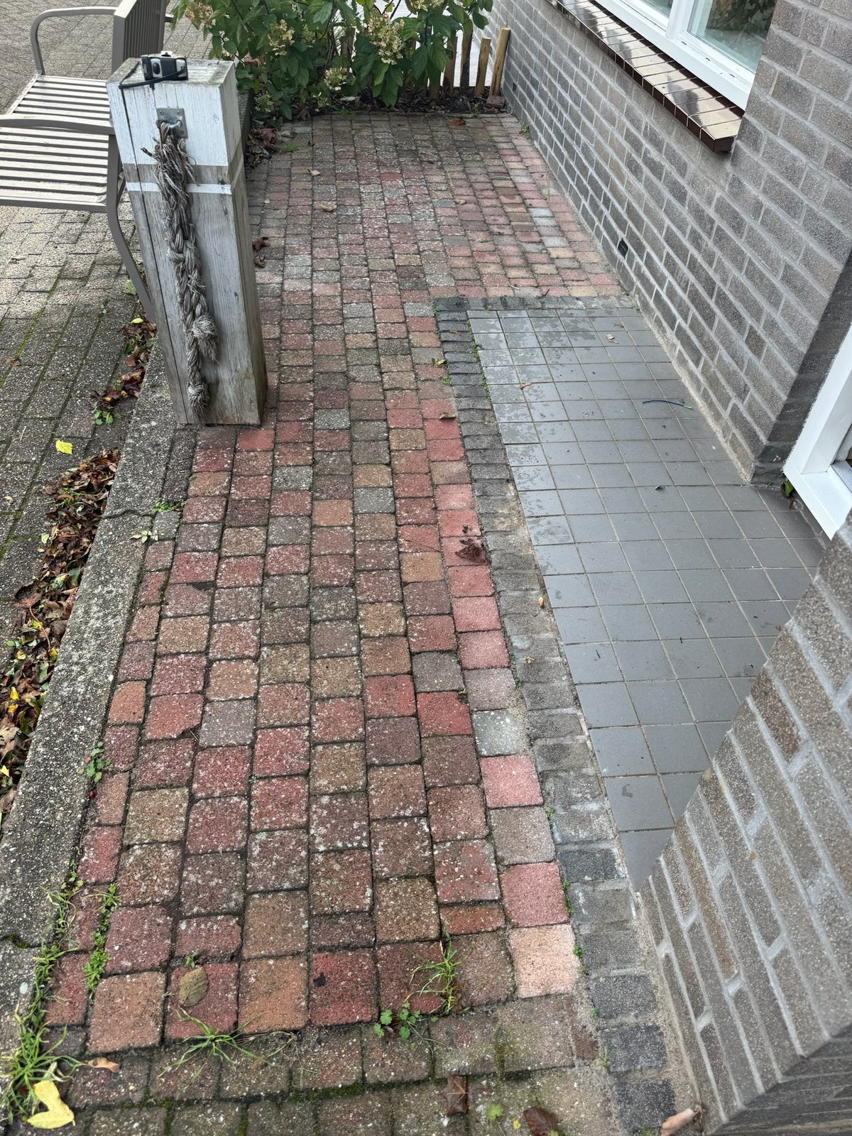 Gratis ca 5,2 m2 getrommelde koppelstone bont, Ophalen, Zo goed als nieuw, Beton, Klinkers