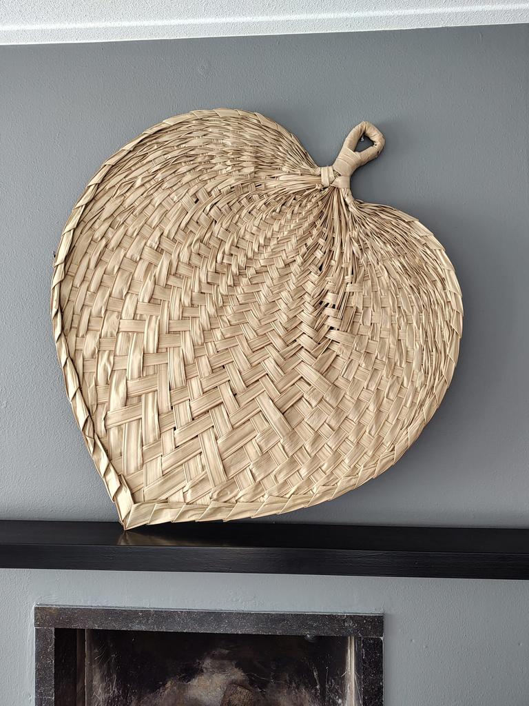 Gevlochten bohemian blad wanddecoratie palm ibiza, Huis en Inrichting, Ophalen, Zo goed als nieuw