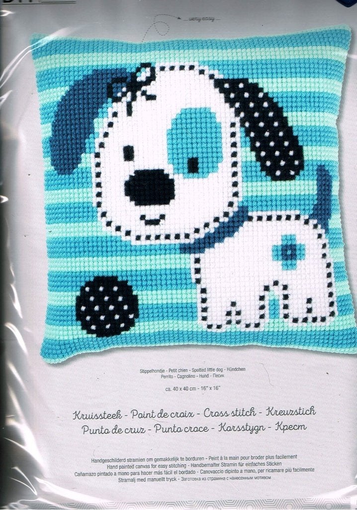 Cado vervaco borduurpakket kussen  STIPPELHONDJE, Hobby en Vrije tijd, Borduren en Borduurmachines, Ophalen of Verzenden, Nieuw