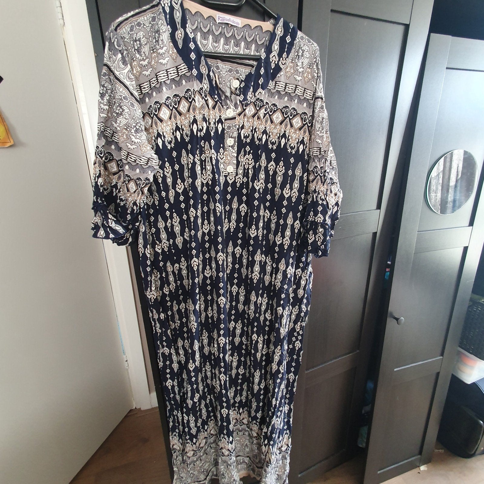 Rosalida Maxi Jurk - Blauw met Patroon, Maat 38/40 (M), Blauw, Rosalida, Ophalen of Verzenden