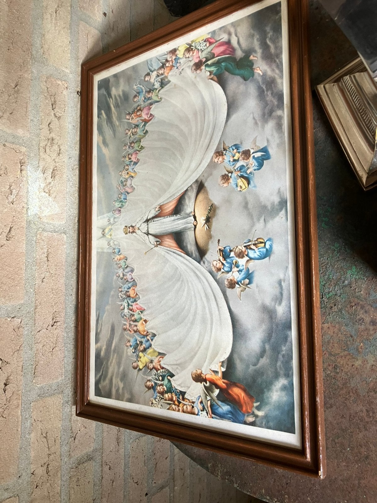 Christelijke antieke prent in lijst, Ophalen of Verzenden