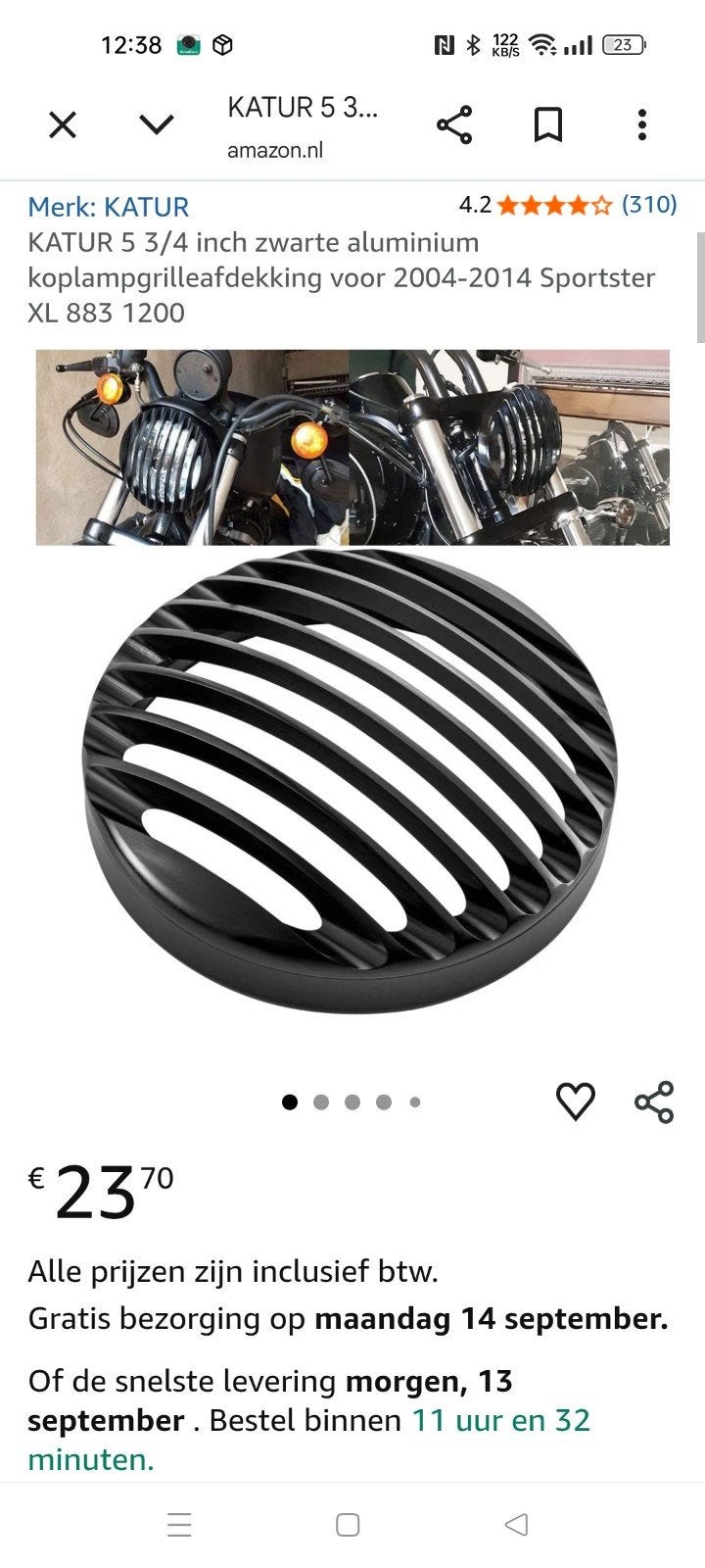 Koplampgrilleafdekking voor Harley Sportster XL 883 1200, Ophalen of Verzenden, Nieuw