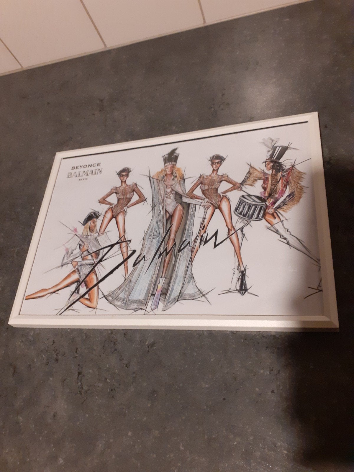 Beyoncé Balmain Paris Fashion Illustratie Ingelijst, Ophalen of Verzenden, Print, Print/reproductie, Ingelijst