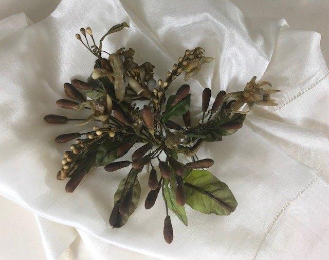 Antieke Franse corsage met wasbloemen Chapellerie Antique, Antiek en Kunst, Ophalen of Verzenden