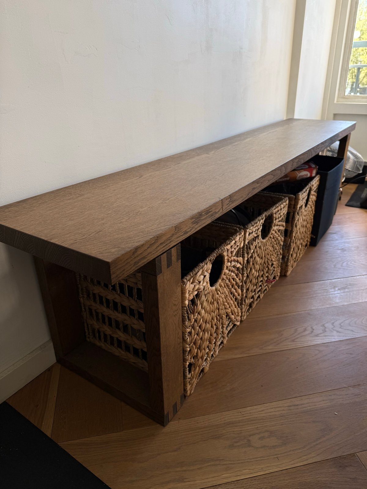 IKEA MÖRBYLÅNGA bank, eikenfineer/bruin gebeitst, 180 cm, Ophalen, Gebruikt, Bruin, Eén