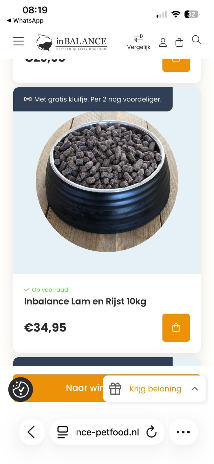 Inbalance hondenvoer gratis, Ophalen, Zo goed als nieuw, 1200 tot 1600 toeren, Minder dan 85 cm