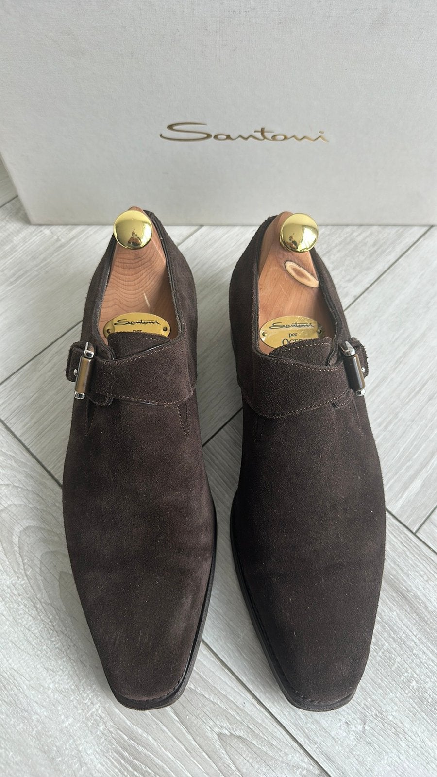 Foto 3 van SANTONI (Goodyear-constructie) Gesp Bruin Suede, maat 5 (UK)