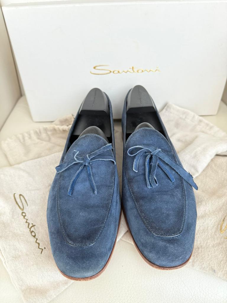Santoni loafers blauw maat 41, Loafers, Blauw, Ophalen of Verzenden, Zo goed als nieuw