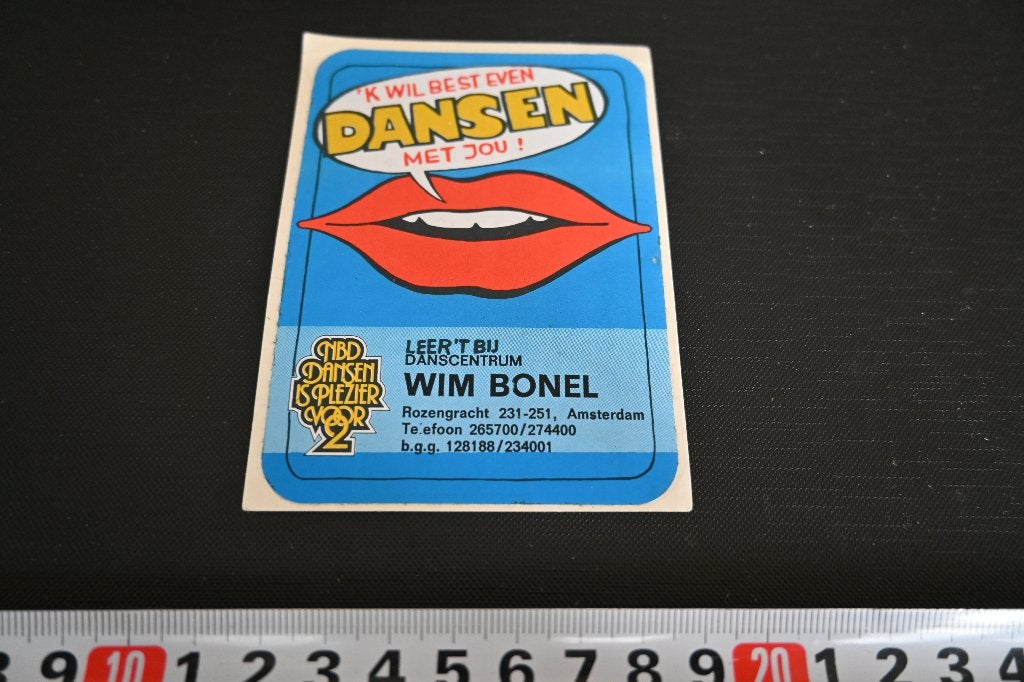 sticker Amsterdam Danscentrum WIM BONEL Rozengracht, Ophalen, Zo goed als nieuw