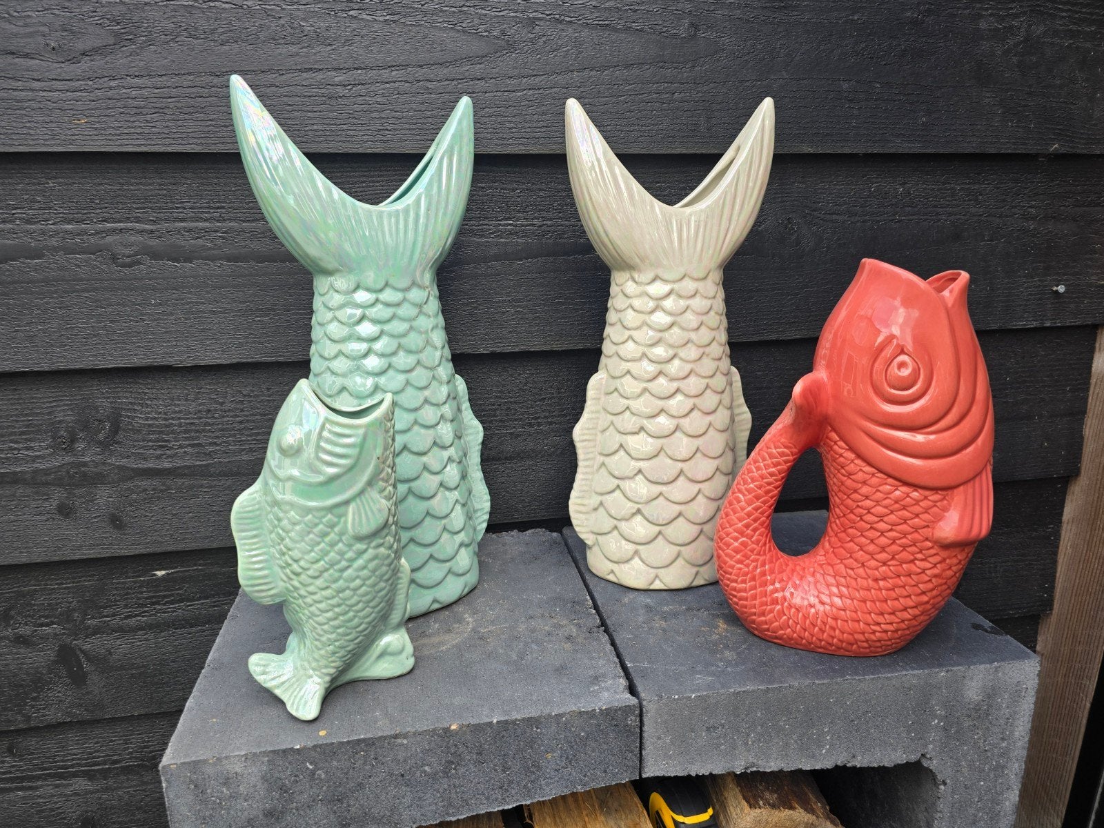 Decoratieve vissen vazen, Huis en Inrichting, Ophalen, Zo goed als nieuw, Overige kleuren, Steen/keramiek