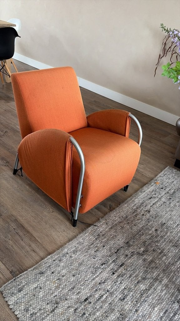 2x Gelderland fauteuil 6020 oranje van Jan des Bouvrie, Ophalen, Gebruikt, Stof, 50 tot 75 cm