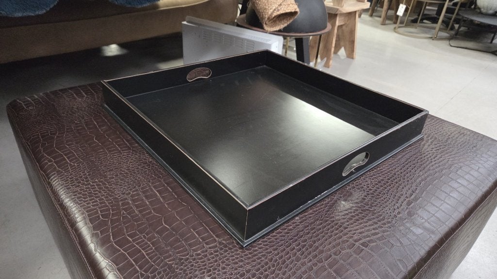Grote vierkante hocker salontafel poef leerlook 100x100, Ophalen, Vierkant, 100 tot 125 cm, Leer