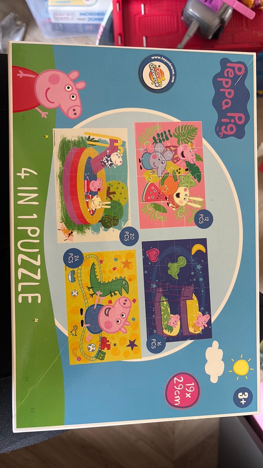 Peppa pig puzzel 4-in-1, Ophalen, 10 tot 50 stukjes, Zo goed als nieuw, 2 tot 4 jaar