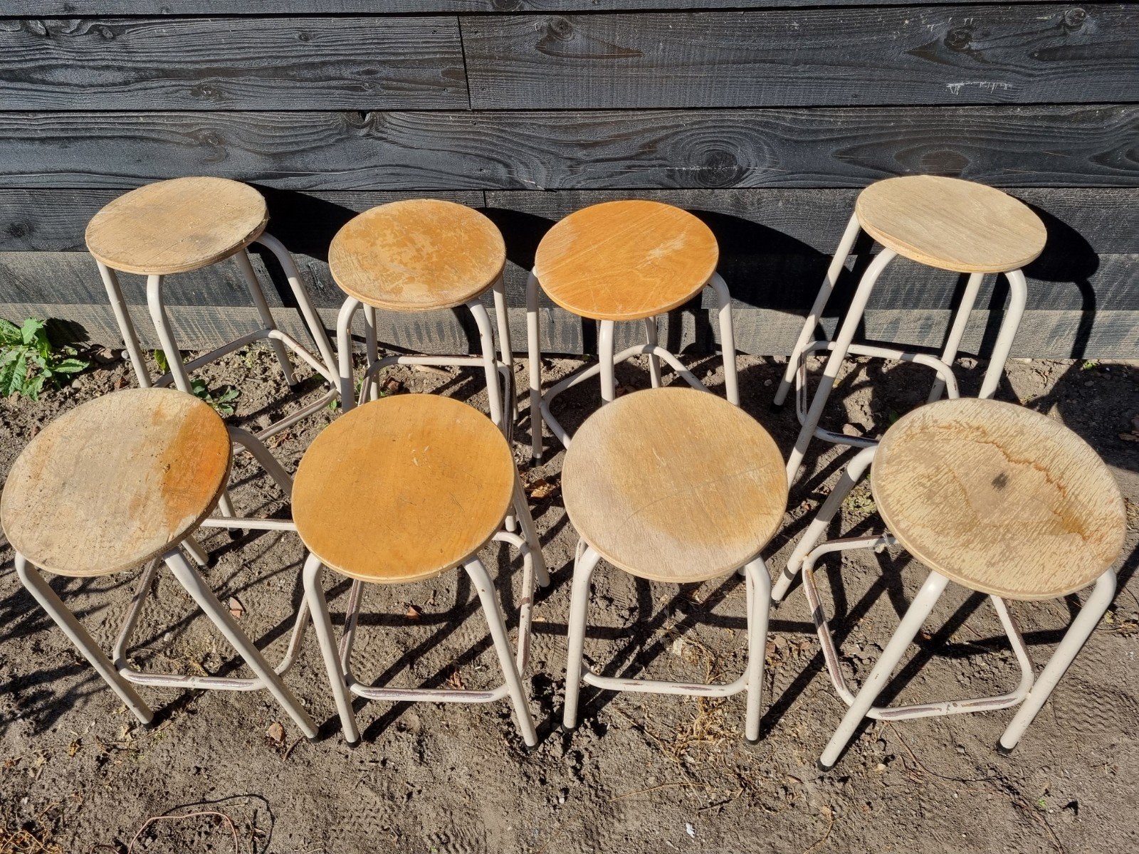 8 schoolkrukken - Vintage krukken voor diverse doeleinden, Ophalen of Verzenden, Gebruikt, Staal