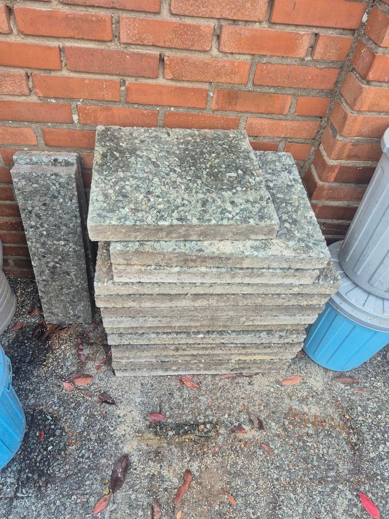 Grindtegels grijs/groen/blauw, Tuin en Terras, Tegels en Klinkers, Ophalen, Gebruikt, Beton, Terrastegels
