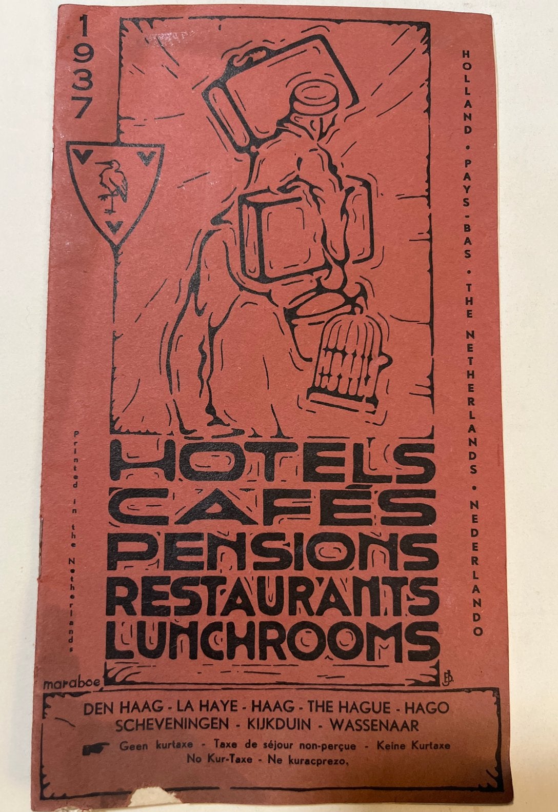 Zeldzame gids Hotels, Cafés, Pensions, Restaurants 1937, Ophalen of Verzenden, Gelezen, Folder