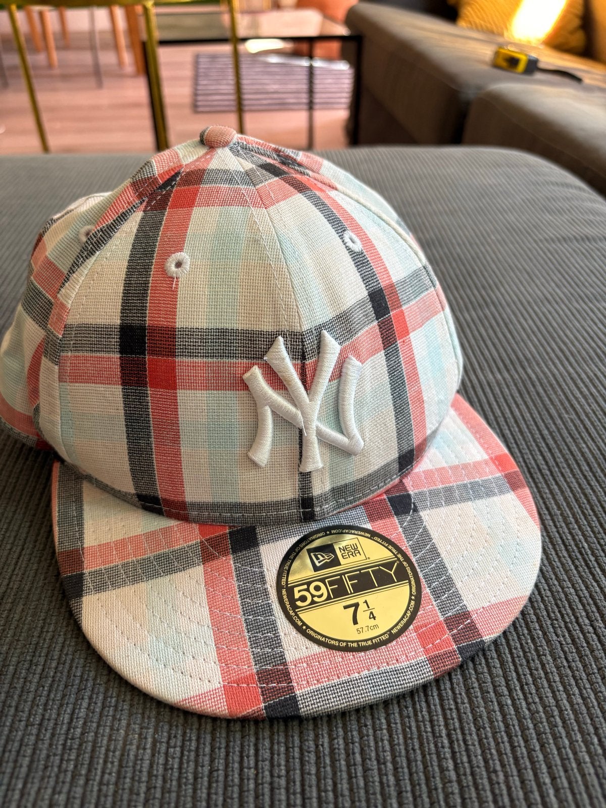 New Era NY Yankees 59FIFTY Geruite Pet - Maat 57.7cm, Ophalen of Verzenden, Zo goed als nieuw, Pet