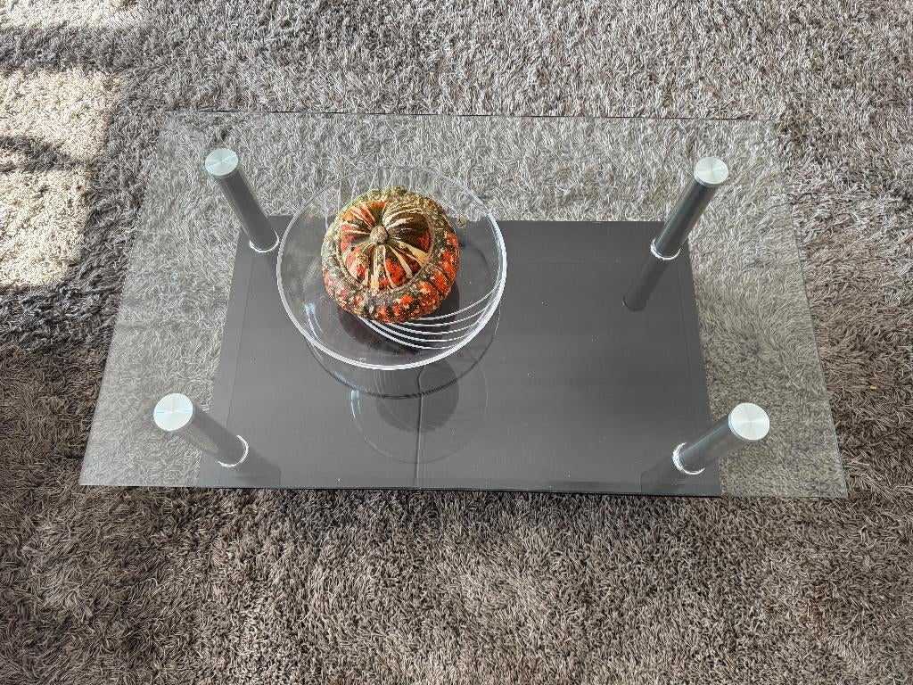 Salontafel van glas, Gebruikt, 100 tot 150 cm, Glas, Minder dan 50 cm