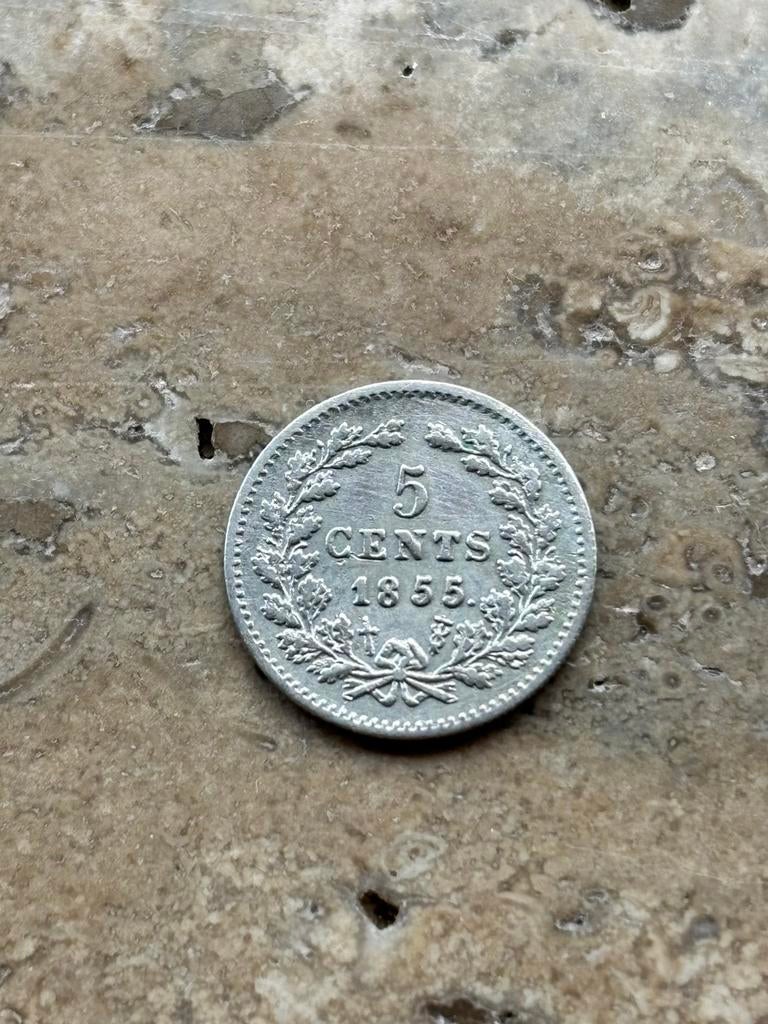 5 cent 1855 Willem III, mooie kwaliteit, Koning Willem III, Zilver, Ophalen of Verzenden, Losse munt