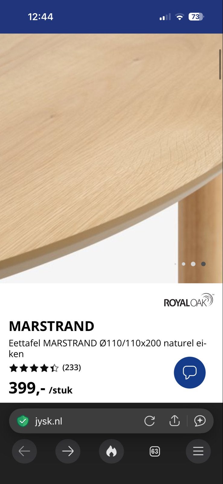 Foto 5 van Uitschuifbare eettafel JYSK MARSTRAND naturel eikenfineer