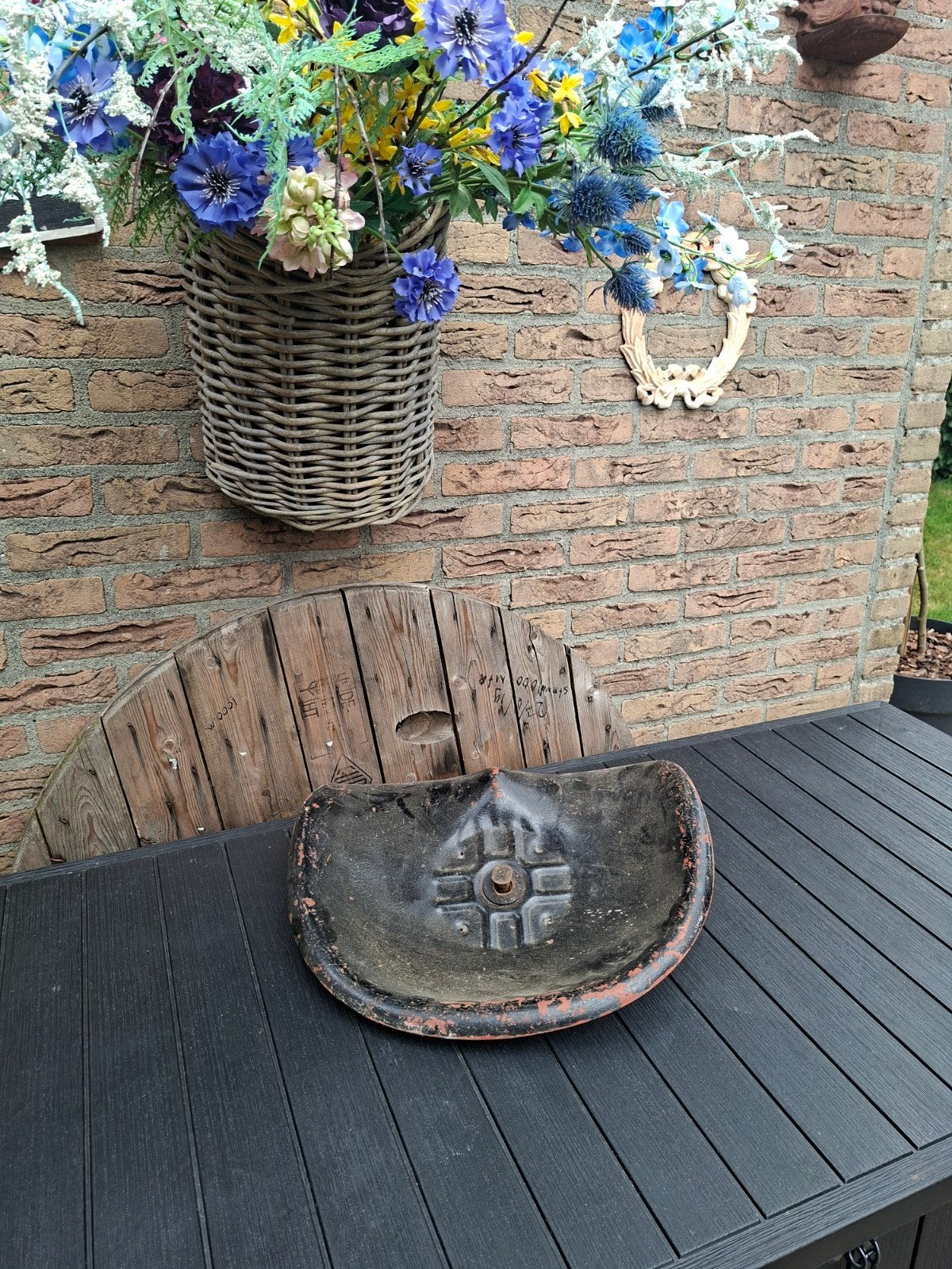 Vintage tractorzitting - Gietijzeren decoratie, Antiek en Kunst, Ophalen of Verzenden