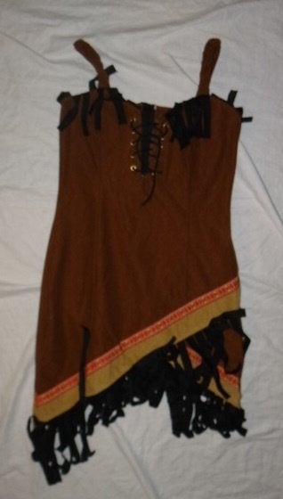 Leuk bruin/beige/zwart INDIAAN/INDIANEN/NATIVE AMERICAN jurk, Carnaval, Ophalen of Verzenden, Kleding, Maat 36 (S)